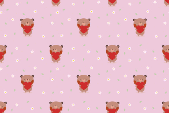 Chubby Bears Hold a Heart Seamless