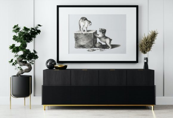 Cute Kitten Puppy Playing Illustration
