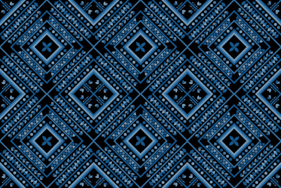 Ethnic Geometric Blue Seamless for Fabric Design