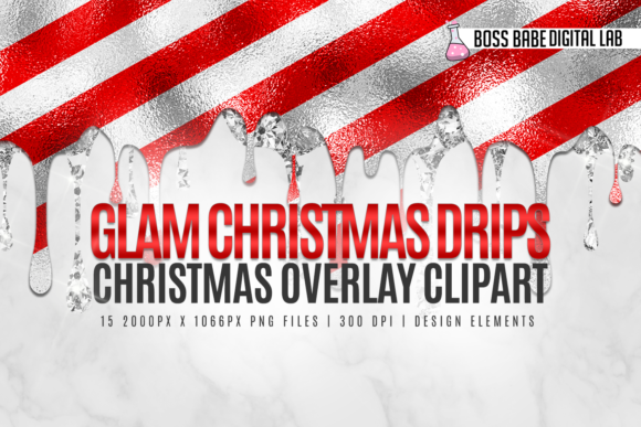 Glam Christmas Drips Clipart: A Stylish Addition for Your Holiday Content