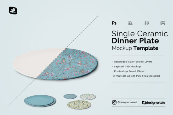 Single Ceramic Dinner Plate Mockup